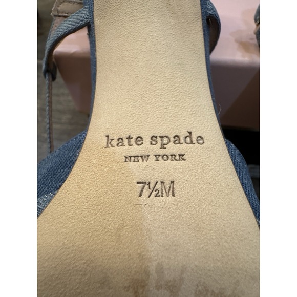 Kate Spade Blue Denim Bow Slingback Pumps Daxton Kitten Heels Size 7.5 - Picture 9 of 13